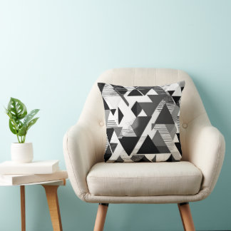 Monochrome geometrische Dreiecke: Moderne Kunst Kissen