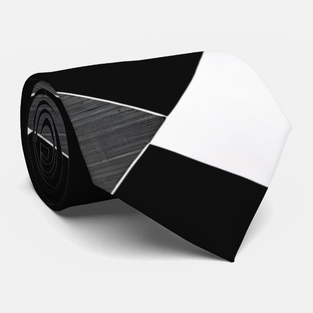 Monochrome geometrische Gitter Schwarz-weiß Grau Krawatte (Gerollt)