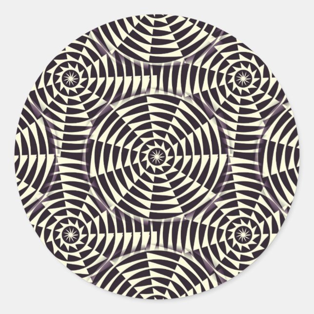 Monochrome geometrische nahtlose Muster Runder Aufkleber (Vorderseite)