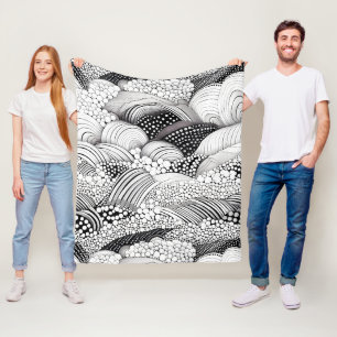 Monochrome geometrische organische Kunst - Schwarz Fleecedecke