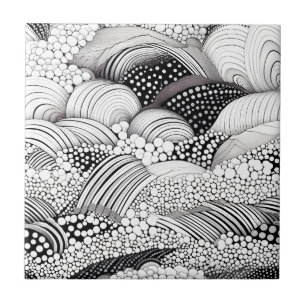 Monochrome geometrische organische Kunst - Schwarz Fliese