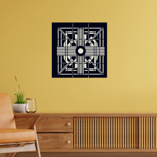 Monochrome geometrische Symmetrie - Abstrakte Lini Poster