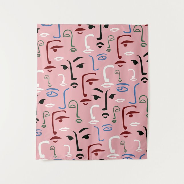 Monochrome Gesichter Wandteppich (Vorderseite)
