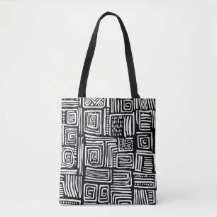 Monochrome gewebte Linienstruktur Schwarz Weiß Abs Tasche