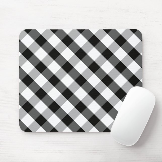 Monochrome Gingham Mousepad (Mit Mouse)