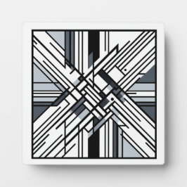 Monochrome Gitter X - Abstrakt geometrische Linien Fotoplatte