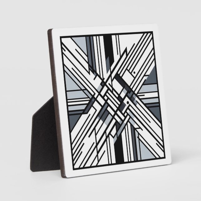 Monochrome Gitter X - Abstrakt geometrische Linien Fotoplatte (Vorderseite)