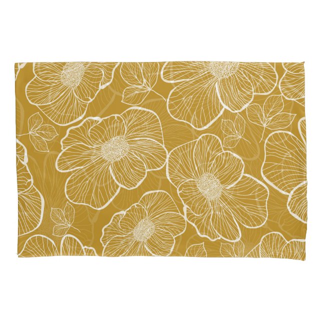 Monochrome goldene Blüte: Abstrakt nahtlos Kissenbezug (Vorderseite)