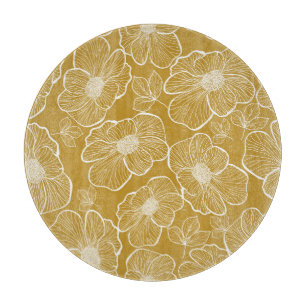 Monochrome goldene Blüte: Abstrakt nahtlos Schneidebrett
