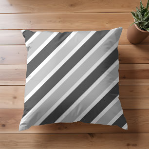 Monochrome graue diagonale Streifen Wurfkissen Kissen