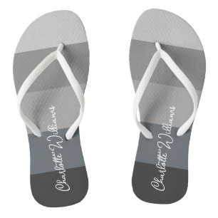 MONOCHROME GRAUEN FARBSTRIPE LINIE PATTERNAME FLIP FLOPS