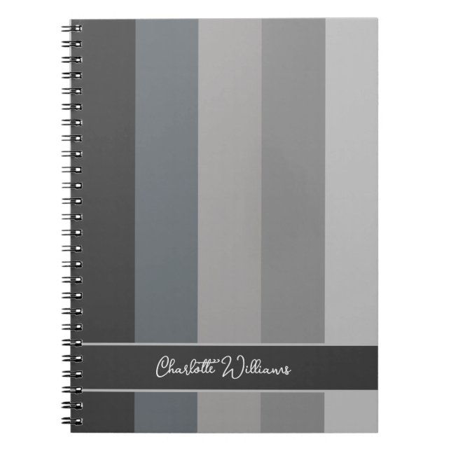 MONOCHROME GRAUEN FARBSTRIPE LINIE PATTERNAME NOTIZBLOCK (Vorderseite)