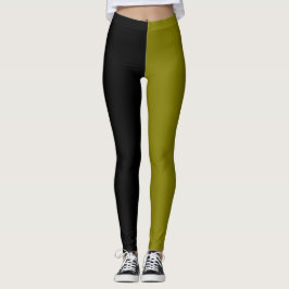 Monochrome Halbschwarz Halbbraun Grün Halloween Leggings