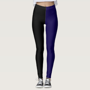 Monochrome Half Black Half Deep Blue Halloween Leggings