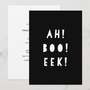 Monochrome Halloween-Einladung AH BOO EEK! Einladung