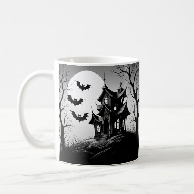 Monochrome Haunted House Mug Kaffeetasse (Links)