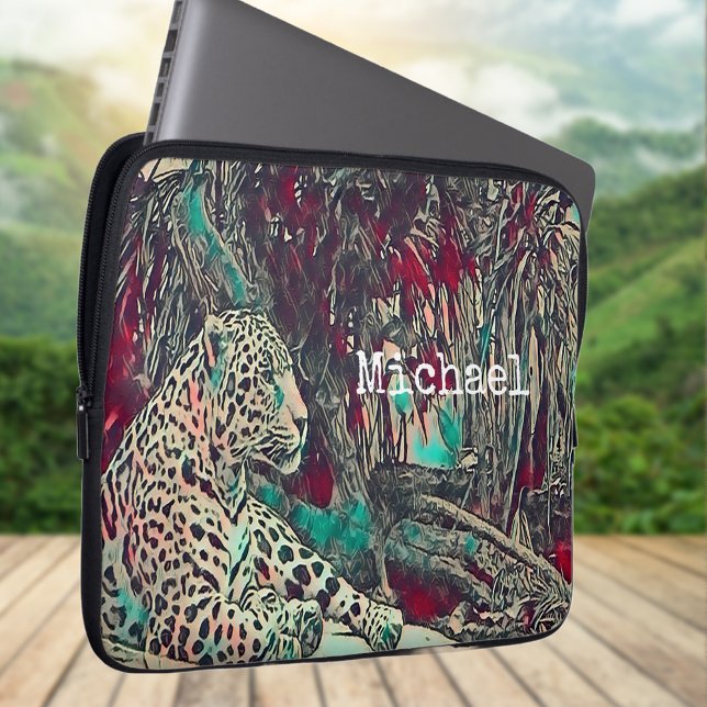 Monochrome Jungle Cat Laptopschutzhülle (Von Creator hochgeladen)