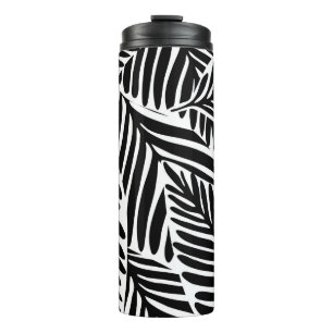 Monochrome Jungle Geometrie nahtloses Muster Thermosbecher