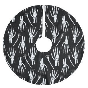 Monochrome Knochen Halloween-Muster Polyester Weihnachtsbaumdecke