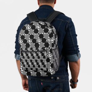 Monochrome Kreise: Abstrakt Schwarz Weiß Und Grau, Bedruckter Rucksack