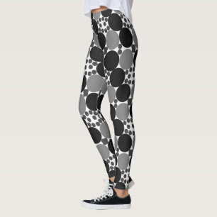 Monochrome Kreise: Abstrakt Schwarz-weiß und grau, Leggings