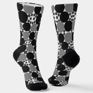 Monochrome Kreise: Abstrakt Schwarz-weiß und grau, Socken
