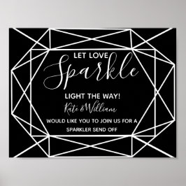 Monochrome Kristall-Geo-Sparkler abschließen Hochz Poster