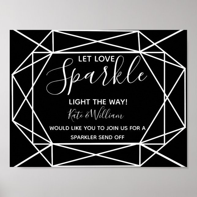 Monochrome Kristall-Geo-Sparkler abschließen Hochz Poster (Vorne)