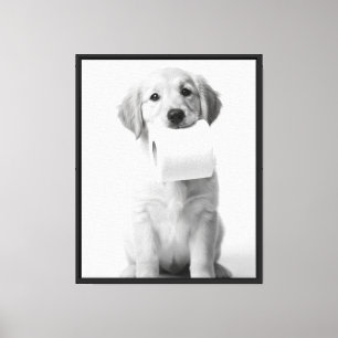 Monochrome-Kunst Golden Retriever Welpe Toilettenp Leinwanddruck