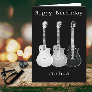 Monochrome Kunst Musik E-Gitarre Name Joshua Karte