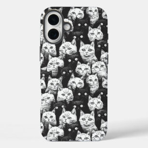 Monochrome künstlerische Katze iPhone 16 Plus Hülle