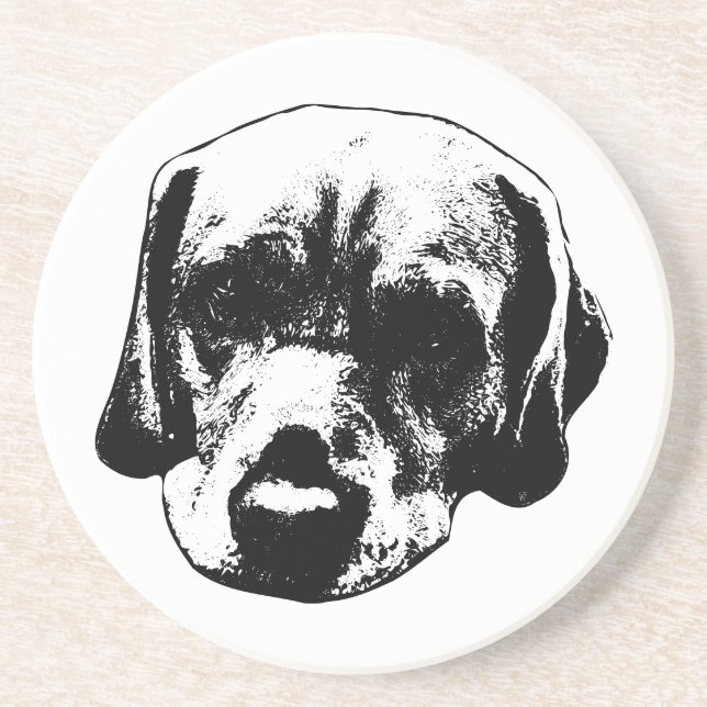 Monochrome Labrador-Nah-Up-Untersetzer Getränkeuntersetzer (Vorne)