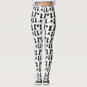 Monochrome Leggings - Schwarze Katzen