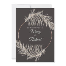 Monochrome Luxus-Pampasgras Boho-Hochzeitskarte