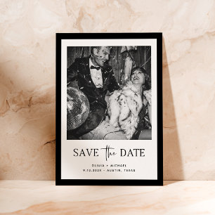 Monochrome Luxus   Schwarz-Weiß-Foto-QR-Code Save The Date