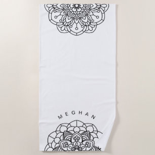 Monochrome Mandala   Monogram Beach Handtuch