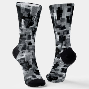 Monochrome Matrix-Mosaik Socken