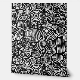 Monochrome Maus: Abstrakte Doodle Tapete
