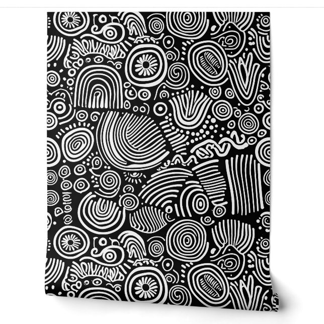 Monochrome Maus: Abstrakte Doodle Tapete (Abrollen)
