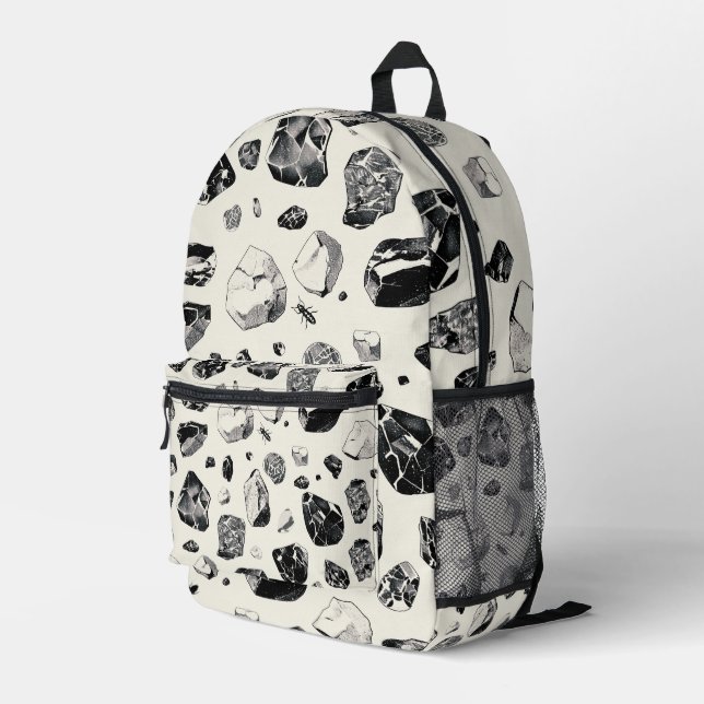 Monochrome Mineral Majestät Bedruckter Rucksack (Rückseitige Ecke Rechts)