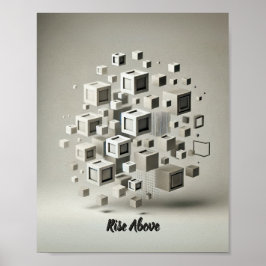 Monochrome Minimalismus: Floating-Quadrate Abstrak Poster