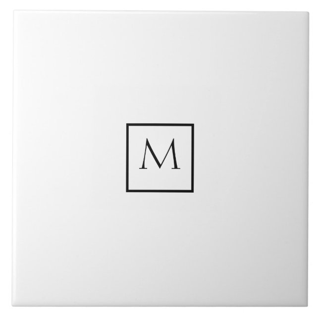 Monochrome Minimalistisch-Rectangle-Monogramm Fliese (Vorderseite)