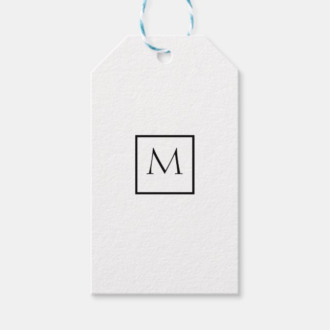 Monochrome Minimalistisch-Rectangle-Monogramm Geschenkanhänger (Vorderseite)