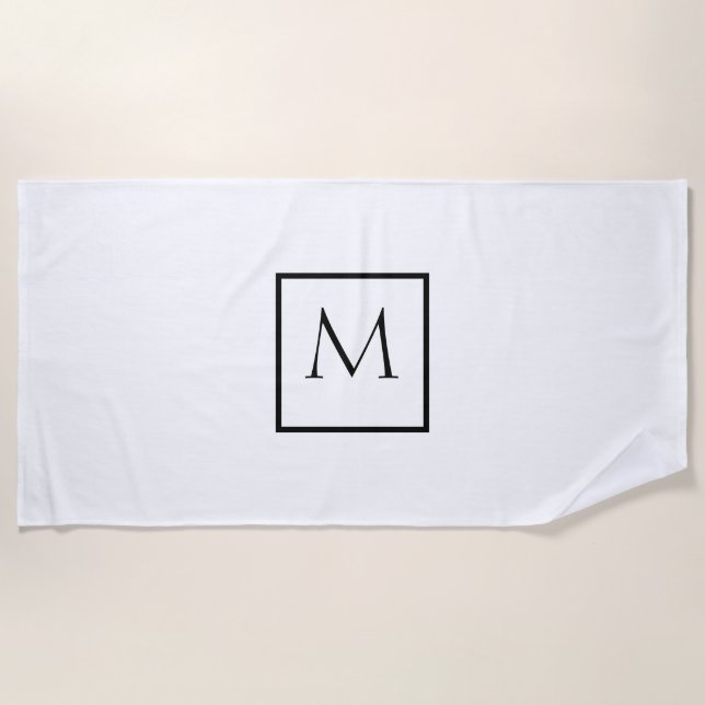 Monochrome Minimalistisch-Rectangle-Monogramm Strandtuch (Vorderseite)