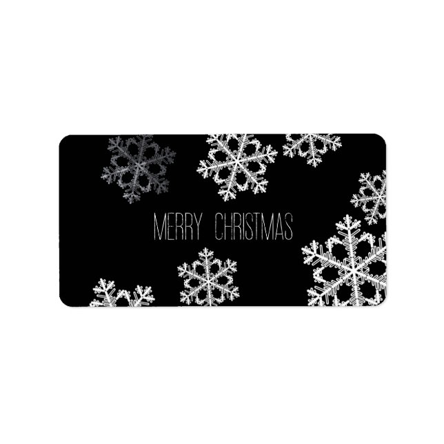 Monochrome Minimalistisch Snowflake Weihnachtsmust Adressaufkleber (Vorne)