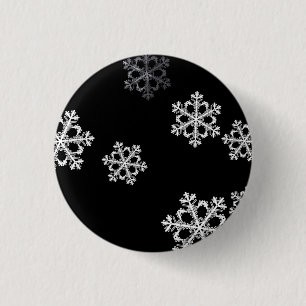 Monochrome Minimalistisch Snowflake Weihnachtsmust Button