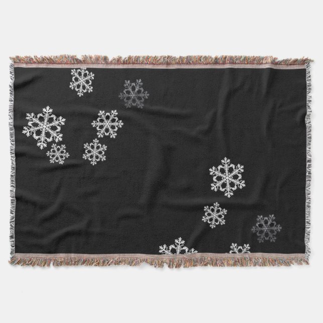 Monochrome Minimalistisch Snowflake Weihnachtsmust Decke (Vorderseite)