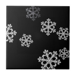 Monochrome Minimalistisch Snowflake Weihnachtsmust Fliese