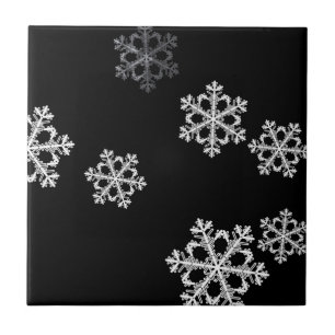 Monochrome Minimalistisch Snowflake Weihnachtsmust Fliese