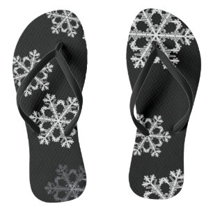 Monochrome Minimalistisch Snowflake Weihnachtsmust Flip Flops
